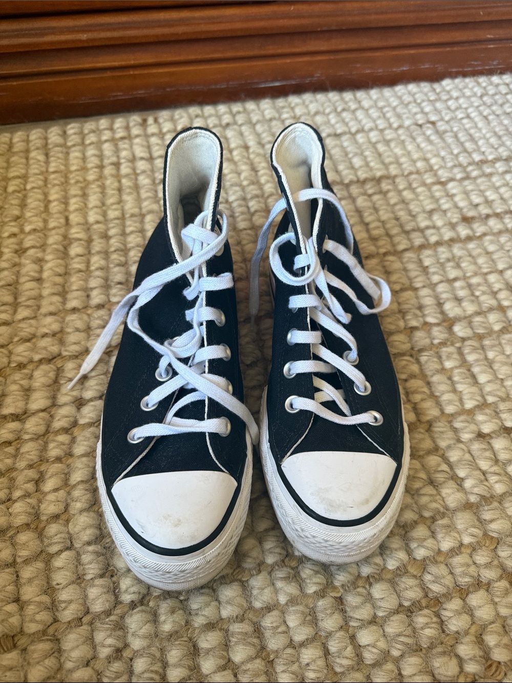 Classic Black High-Top Canvas Sneakers with White Accents